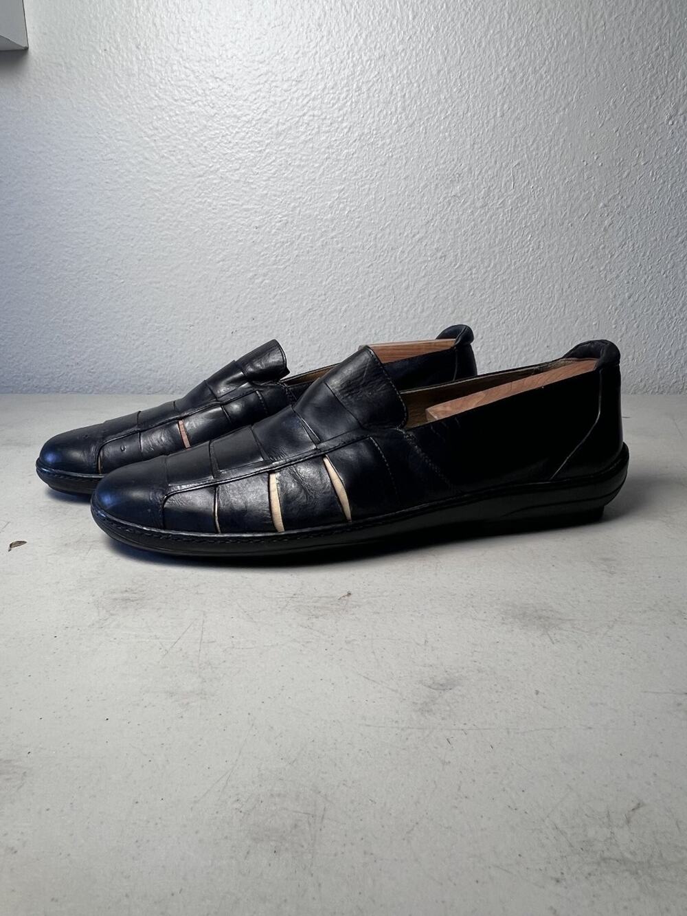 Cole Haan Men's Black Woven Leather Slip On Dress Shoes Loafers 10.5 M